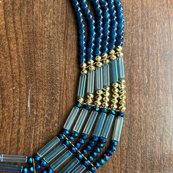 New Sophia & Kate Blue Gem color Gold Tone Necklace and Earrings statement - Picture 6 of 9